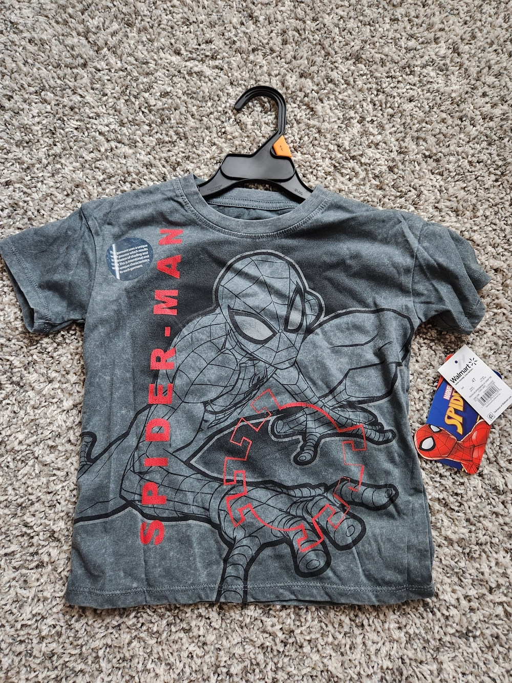 Marvel Spider-Man Short Sleeve Tee in Gray with Red Graphic